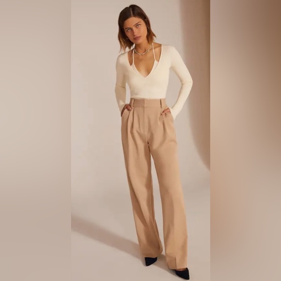 NEW Favorite Daughter The Favorite Pants beige High Waist Wide Leg Size 14 - Picture 1 of 10